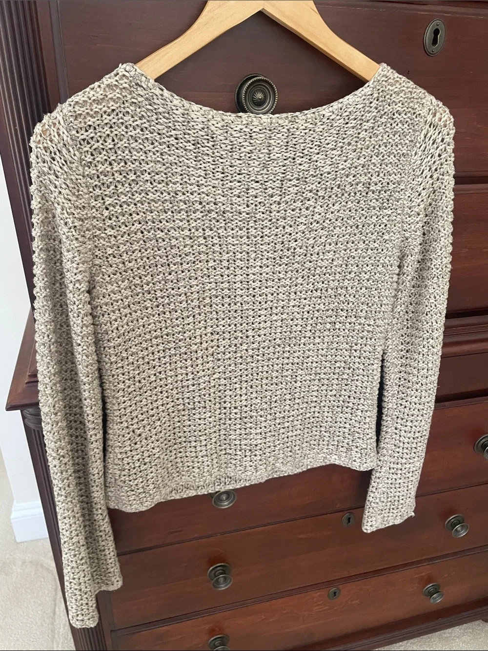 Talbots Cream Textured Scoop-Neck Knit Sweater - Picture 5 of 6